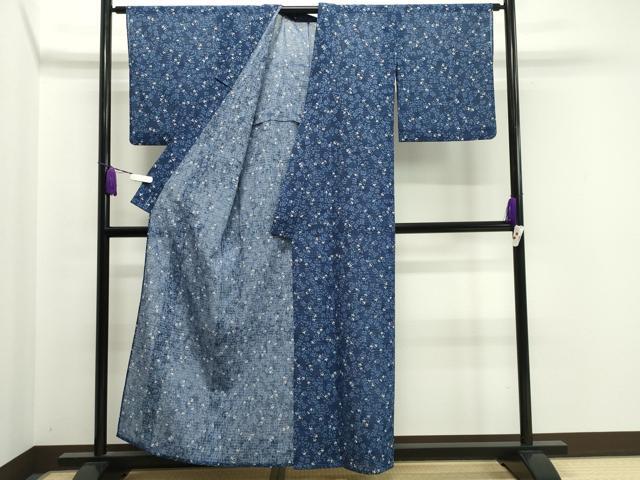 平和屋着物＊夏物　小紋　紗　草花文　洗える着物　CAAW9890gh