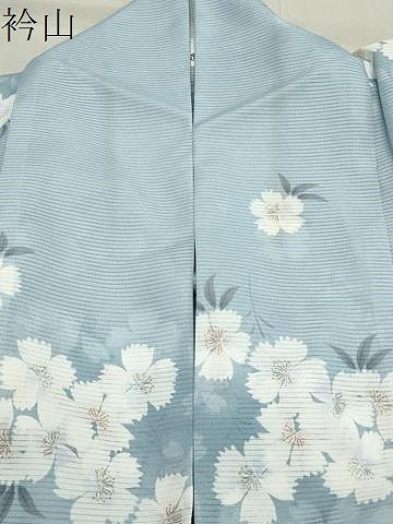 平和屋着物＊夏物　小紋　絽　舞桜文　洗える着物　CAAW9891gh
