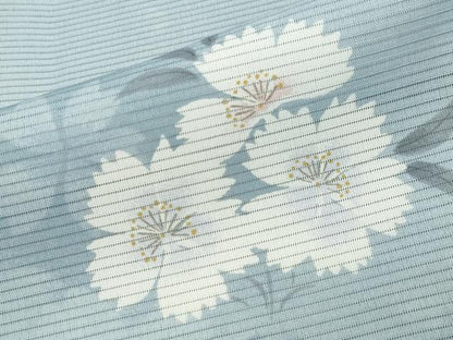 平和屋着物＊夏物　小紋　絽　舞桜文　洗える着物　CAAW9891gh