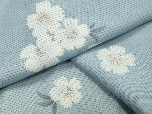 平和屋着物＊夏物　小紋　絽　舞桜文　洗える着物　CAAW9891gh