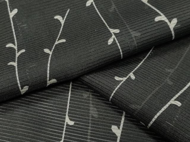 平和屋着物＊夏物 小紋 絽 草木文 黒地 洗える着物 CAAW9899gh