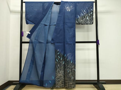平和屋着物＊夏物　訪問着　絽　草木文　暈し染め　銀彩　洗える着物　CAAW9900gh