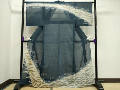 平和屋着物＊夏物　訪問着　紗紬　吉祥文　正絹　逸品　CAAW9904gh