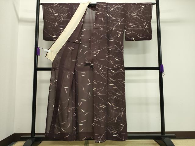 平和屋着物＊夏物 小紋 絽 枝葉文 正絹 逸品 CAAW9909gh