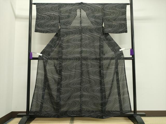 平和屋着物＊夏物 小紋 絽 吉祥文 黒地 正絹 逸品 CAAW9910gh
