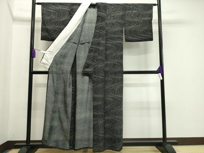 平和屋着物＊夏物 小紋 絽 吉祥文 黒地 正絹 逸品 CAAW9910gh
