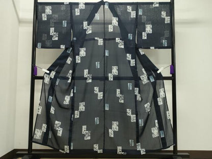 平和屋着物＊夏物 小紋 紗 色紙重ね花文 洗える着物 CAAW9917gh