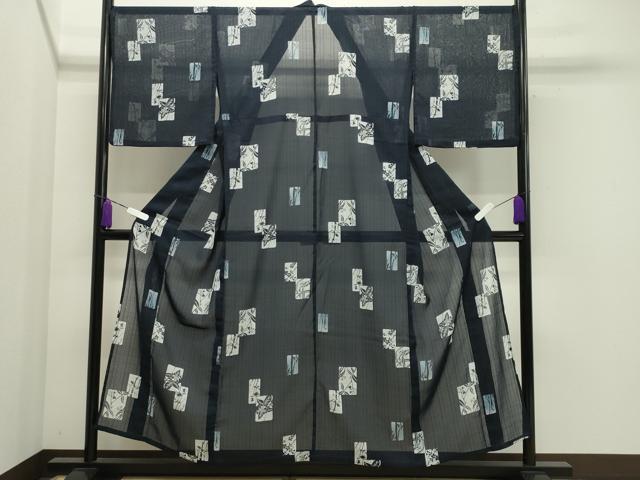 平和屋着物＊夏物 小紋 紗 色紙重ね花文 洗える着物 CAAW9917gh