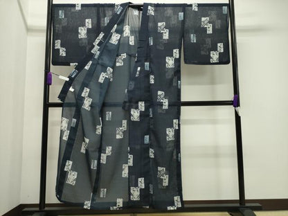 平和屋着物＊夏物 小紋 紗 色紙重ね花文 洗える着物 CAAW9917gh