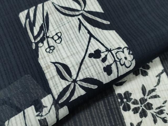 平和屋着物＊夏物 小紋 紗 色紙重ね花文 洗える着物 CAAW9917gh