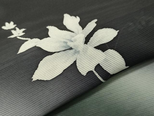 平和屋着物＊夏物 訪問着 絽 孔雀花文 暈し染め 黒地 金銀彩 正絹 逸品 CAAW9918gh