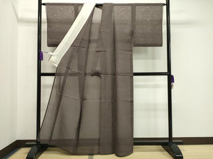 平和屋着物＊夏物 紗紬 樺茶色 正絹 逸品 CAAW9935gh