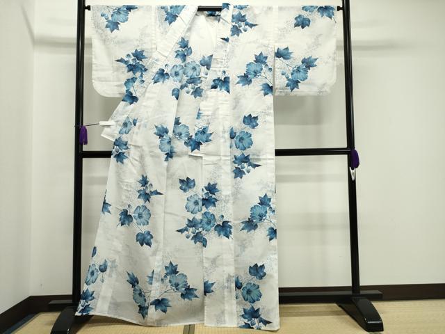 平和屋着物＊夏物 小紋 紗 枝花文 CAAW9936gh