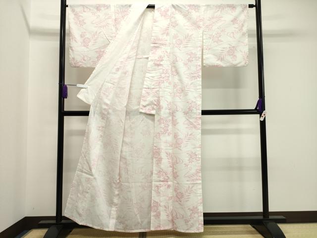 平和屋着物＊夏物 小紋 紗 流水草花文 CAAW9937gh
