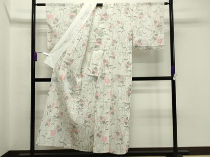 平和屋着物＊夏物 小紋 紗 花唐草文 CAAW9939gh