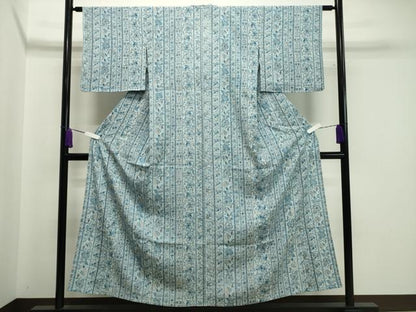 平和屋着物＊夏物 小紋 絽 更紗花唐草間道 正絹 逸品 未使用 CAAW9942gh
