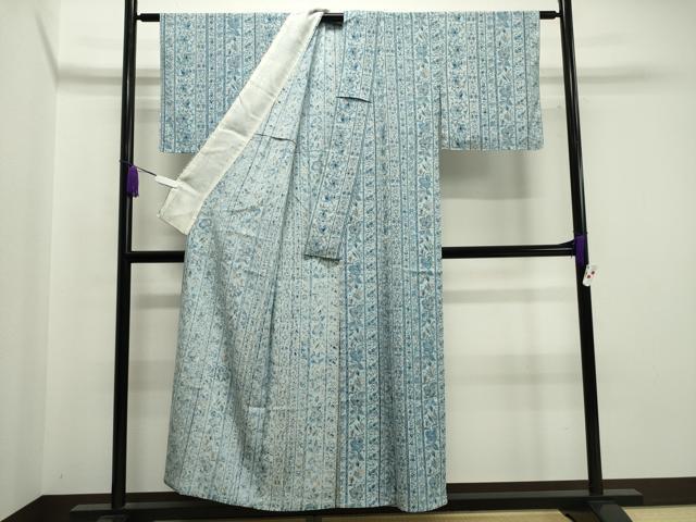 平和屋着物＊夏物 小紋 絽 更紗花唐草間道 正絹 逸品 未使用 CAAW9942gh