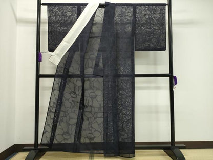 平和屋着物＊夏物 色無地 吉祥紋紗 黒紅色 正絹 逸品 CAAW9943gh