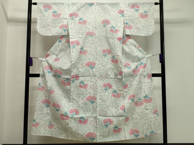 平和屋着物＊夏物　小紋　紗　舞花文　CAAW9945gh