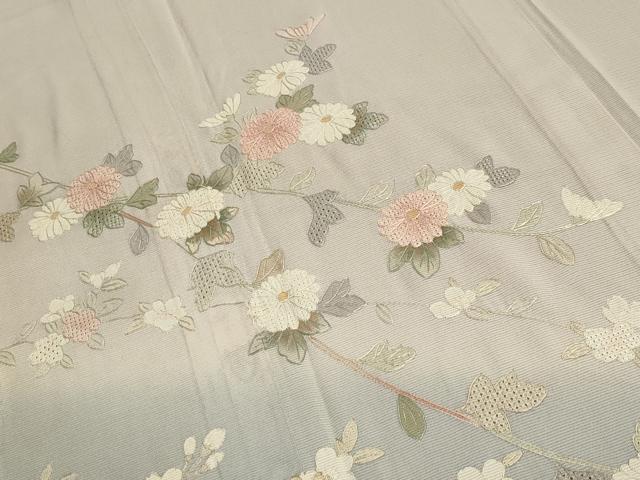 平和屋着物＊夏物 中国三大刺繍 スワトウ刺繍 総刺繍 訪問着 絽 枝花文 暈し染め 正絹 逸品 CAAW9951gh