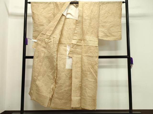 平和屋着物＊夏物 男性 色紋付 上布 飴色 麻 逸品 CAAW9992gh