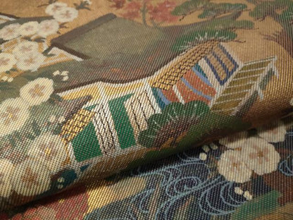 平和屋着物▼太鼓柄袋帯 手描き 燿斐天目 金通し地 正絹 逸品 CAAX0171vp
