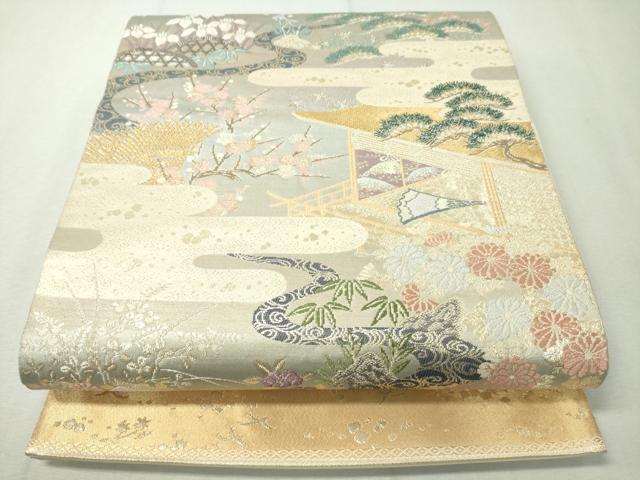 平和屋着物▼六通柄袋帯　桃山絵巻　金糸　正絹　逸品　CAAX0295vp