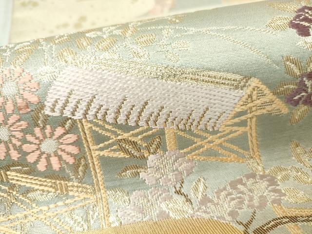 平和屋着物▼六通柄袋帯　桃山絵巻　金糸　正絹　逸品　CAAX0295vp