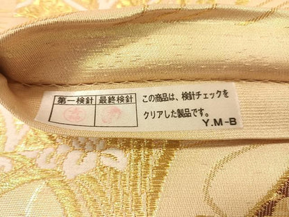 平和屋着物▼六通柄袋帯　唐織　流水几帳孔雀花文　金銀糸　正絹　逸品　CAAX0392vp