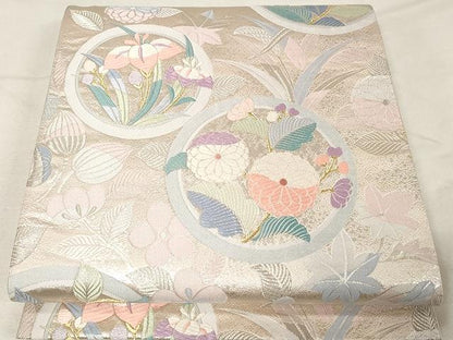 平和屋着物●六通柄袋帯 唐織 新桃山調 丸取花紋 金銀糸 正絹 逸品 CAAX0493yk