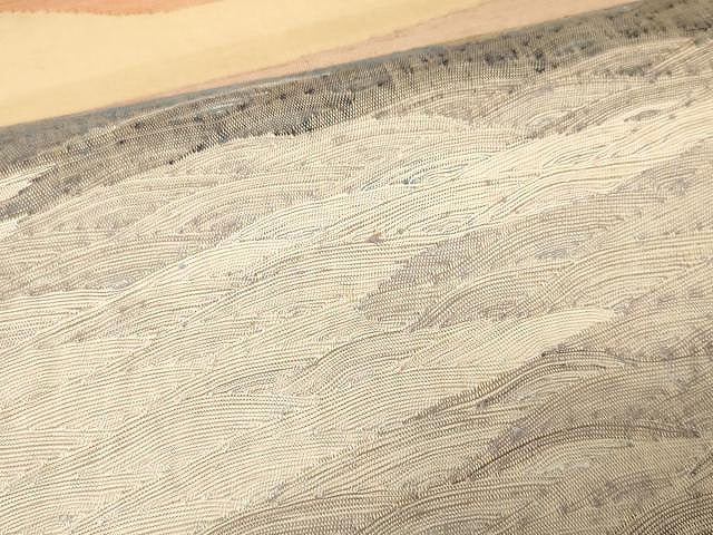 平和屋着物●能州紬 絲藝苑 上島洋山 太鼓柄袋帯 風景文 正絹 逸品 CAAX0497yk