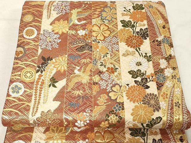平和屋着物●本佐賀錦 六通柄袋帯 唐織 慶長小袖 金糸 正絹 逸品 CAAX0511yk