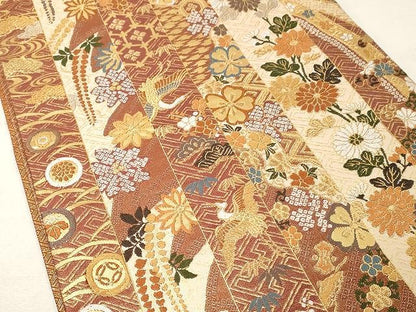 平和屋着物●本佐賀錦 六通柄袋帯 唐織 慶長小袖 金糸 正絹 逸品 CAAX0511yk