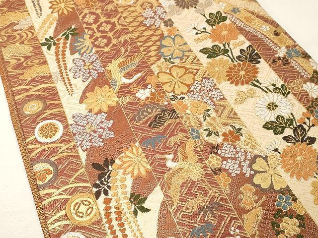 平和屋着物●本佐賀錦 六通柄袋帯 唐織 慶長小袖 金糸 正絹 逸品 CAAX0511yk