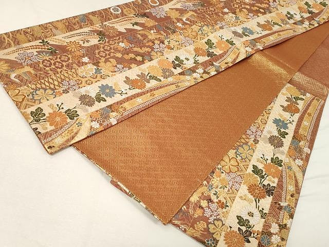 平和屋着物●本佐賀錦 六通柄袋帯 唐織 慶長小袖 金糸 正絹 逸品 CAAX0511yk