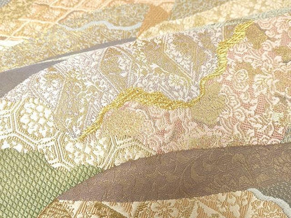 平和屋着物●六通柄袋帯 唐織 吉祥花文 金糸 正絹 逸品 CAAX0513yk