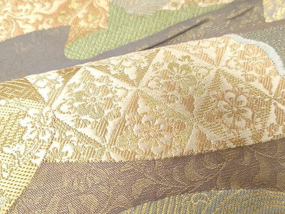 平和屋着物●六通柄袋帯 唐織 吉祥花文 金糸 正絹 逸品 CAAX0513yk