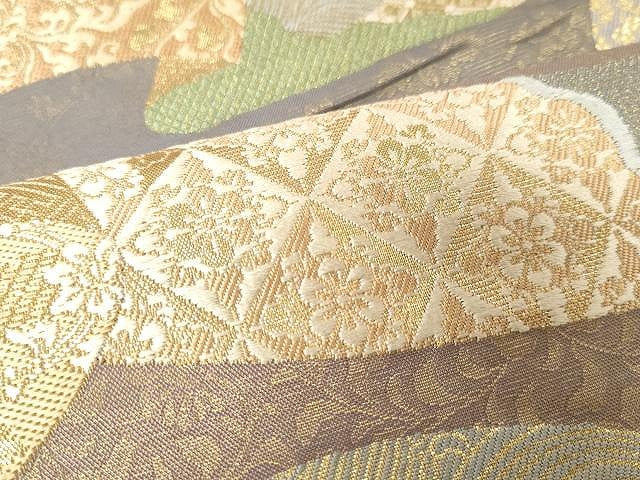平和屋着物●六通柄袋帯 唐織 吉祥花文 金糸 正絹 逸品 CAAX0513yk