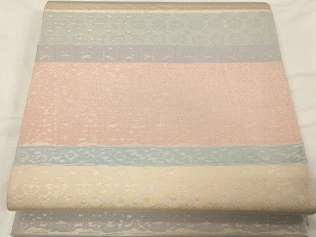平和屋着物●両面　全通柄　本袋帯　横段花文　金糸　正絹　逸品　CAAX0524yk