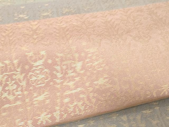 平和屋着物●両面　全通柄　本袋帯　横段花文　金糸　正絹　逸品　CAAX0524yk