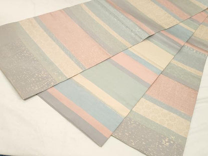 平和屋着物●両面　全通柄　本袋帯　横段花文　金糸　正絹　逸品　CAAX0524yk