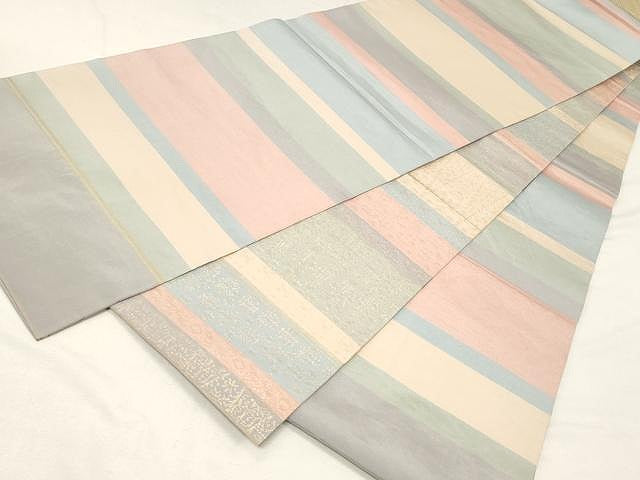 平和屋着物●両面　全通柄　本袋帯　横段花文　金糸　正絹　逸品　CAAX0524yk