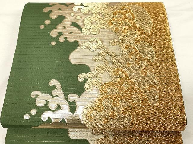 平和屋着物＊夏物 六通柄袋帯 立波文 金糸 正絹 逸品 CAAX0532yk
