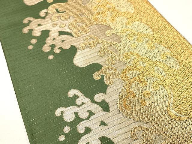 平和屋着物＊夏物 六通柄袋帯 立波文 金糸 正絹 逸品 CAAX0532yk