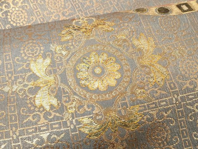 平和屋着物●太鼓柄袋帯　馬　正倉院人物花唐草文　金糸　螺鈿箔　正絹　逸品　CAAX0536yk