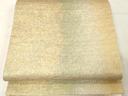平和屋着物▼六通柄袋帯　ふくれ織　霞文　金銀彩　引箔　正絹　逸品　CAAX0667yk
