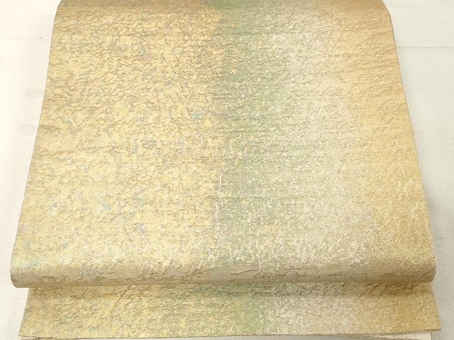 平和屋着物▼六通柄袋帯　ふくれ織　霞文　金銀彩　引箔　正絹　逸品　CAAX0667yk