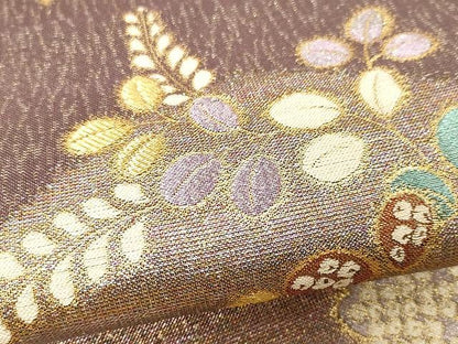 平和屋着物▼六通柄袋帯 花藤文 金糸 正絹 逸品 CAAX0702yk