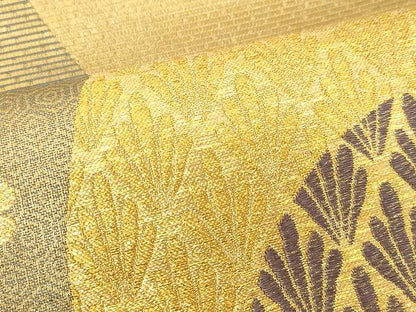 平和屋着物▼六通柄袋帯 羅紗庵 立涌吉祥花文 金糸 正絹 逸品 CAAX0712yk