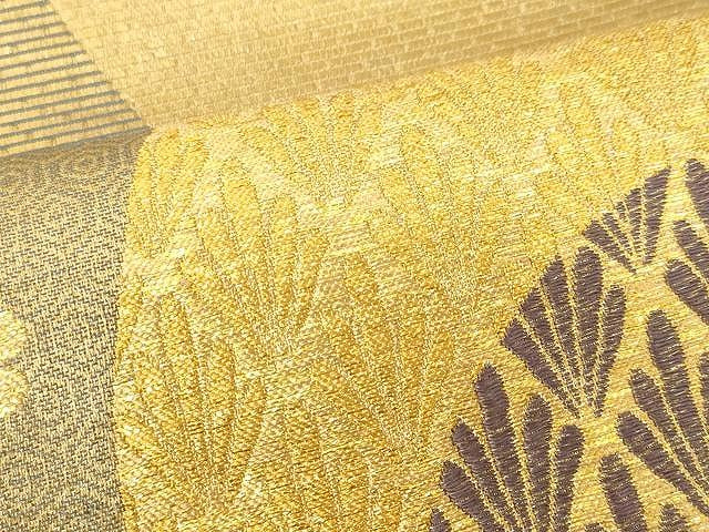 平和屋着物▼六通柄袋帯 羅紗庵 立涌吉祥花文 金糸 正絹 逸品 CAAX0712yk
